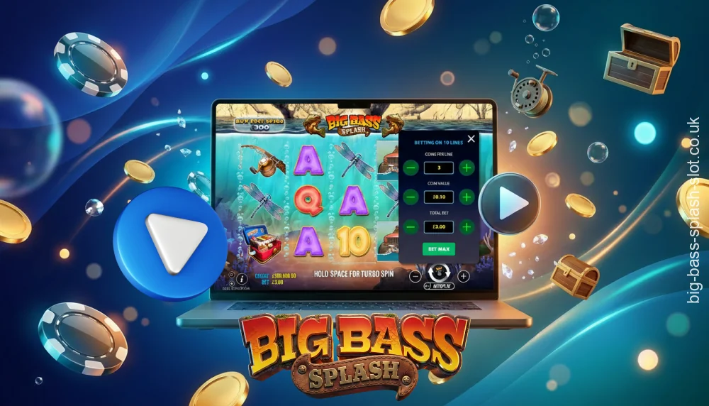 To start playing Big Bass Splash in the UK, fund your casino account, select your bet, and start spinning